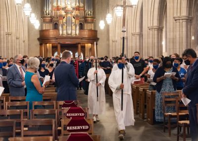 The crucifers lead the processing into Duke Chapel, followed by the Divinity School faculty.