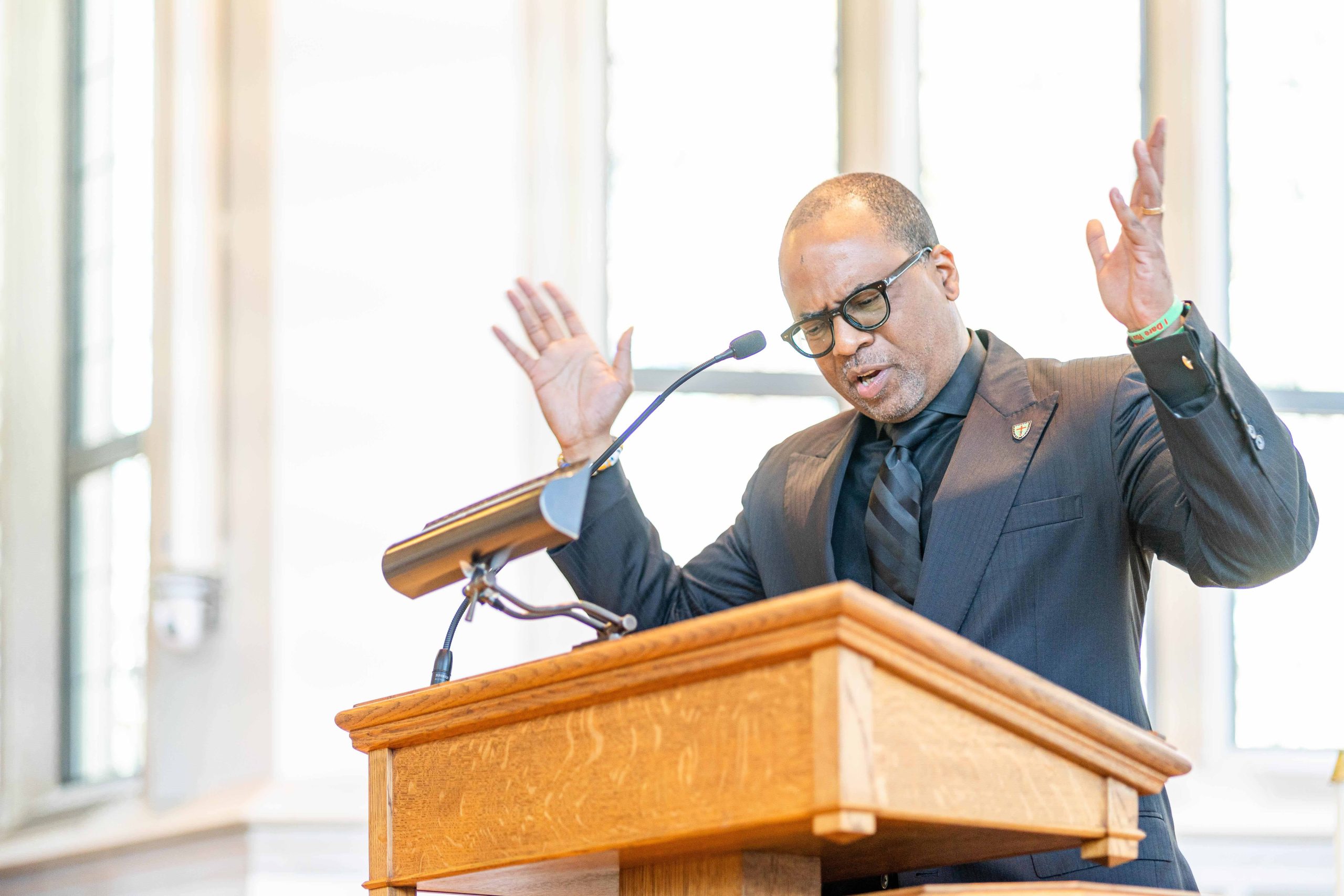 Jay Augustine preaches in Goodson Chapel